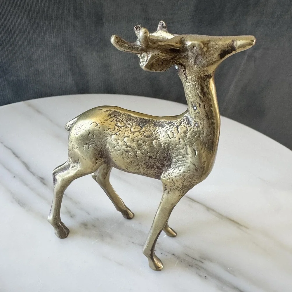 Vintage Solid Brass Deer Figurine